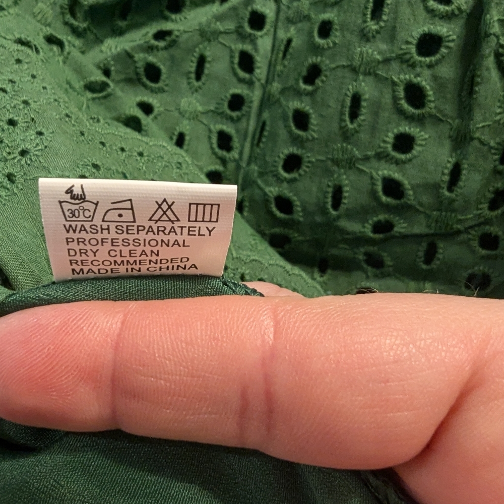5/$20 Elegant Green Eyelet Mini Dress with shorts(romper) - Picture 6 of 6